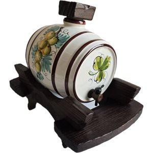 Ceramic Cask Liquor Keg Barrel Vintage Handpainted German